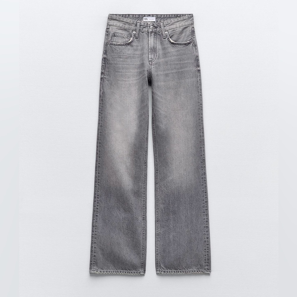 Zara Full Length Mid-Rise Wide Leg Jeans